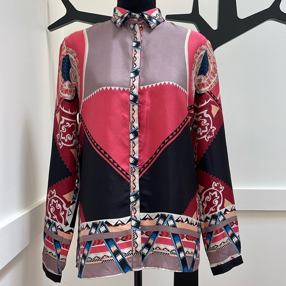 Etro Elegant Multicolor Blouse with Geometric Patterns